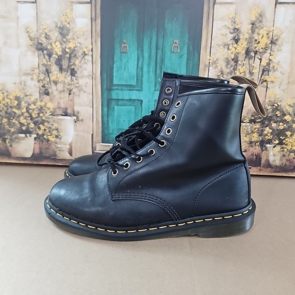 Dr Martens 14045 Nappa Leather Lug Sole Lace-Up Combat Boots Black Size 12